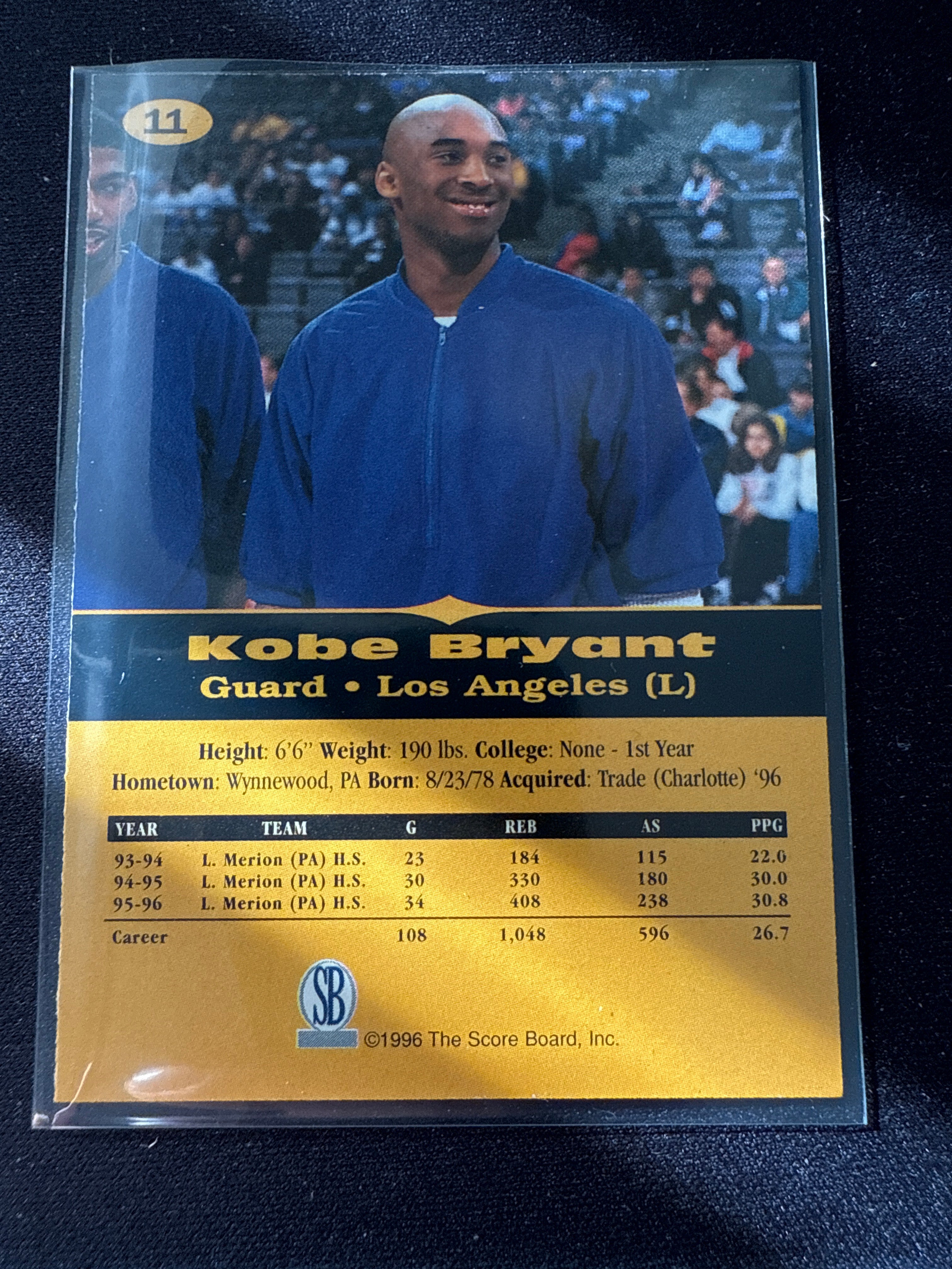 1996 Score Board All Sport PPF Kobe Bryant Rookie Card