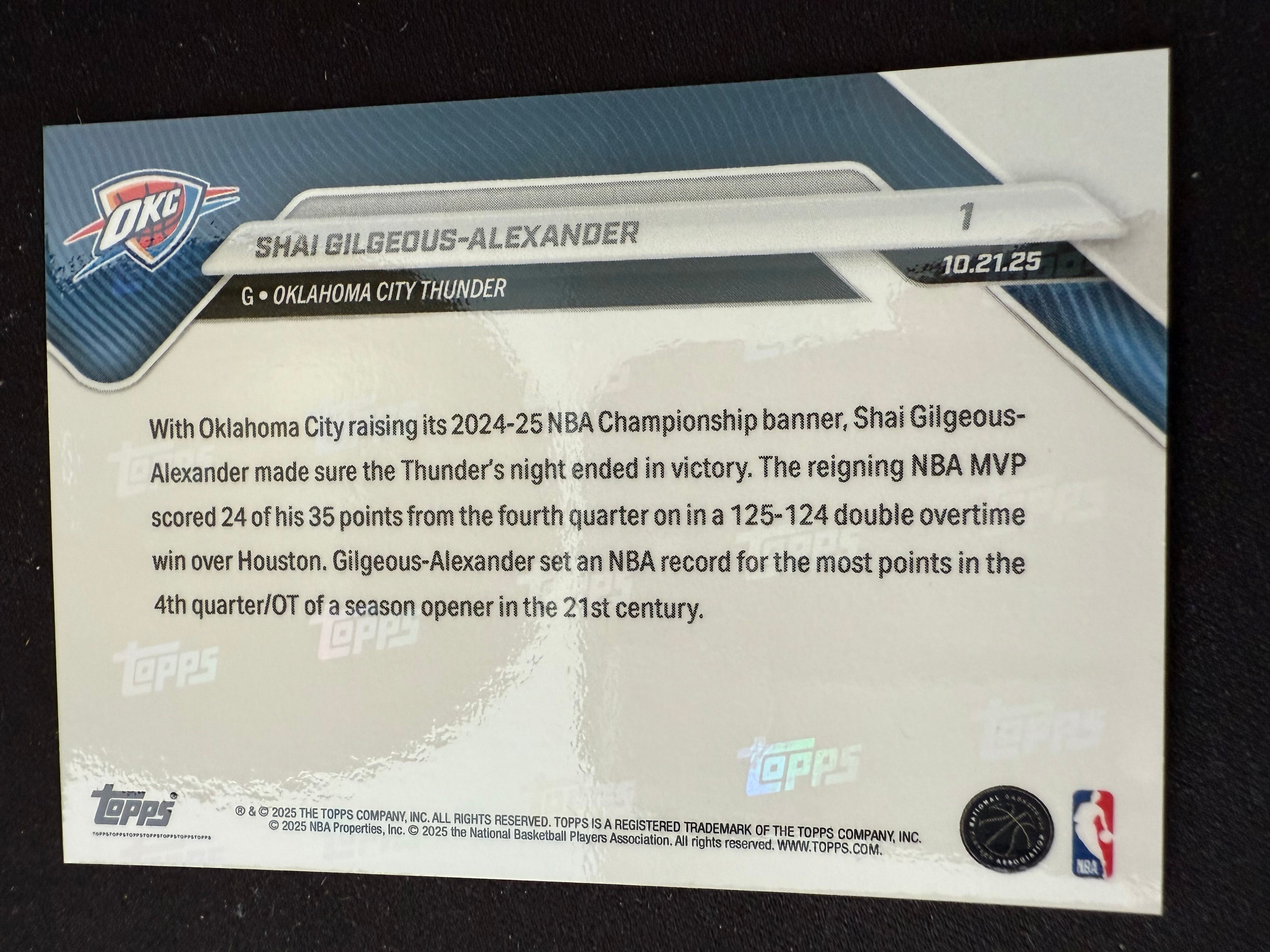 Shai Gilgeous-Alexander Topps NOW Card #1